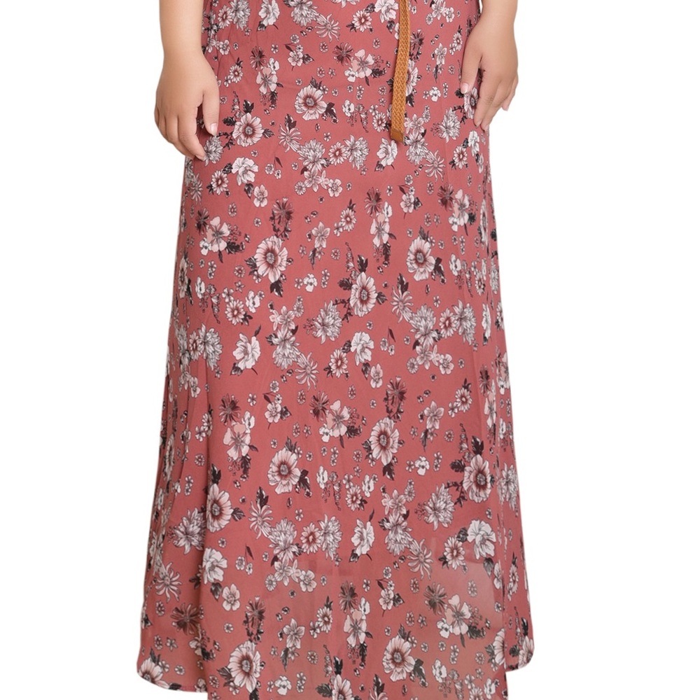 Floral Print Women's Plus Maxi Skirt